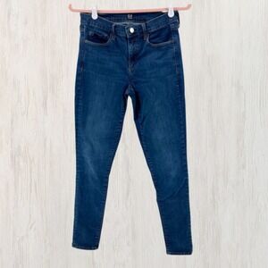 Gap True Skinny Jeans Womens 8/29L Long Medium Wash Stretch Denim Blue Classic